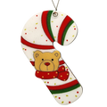 Holiday Bear Candy Cane Wooden Ornament
