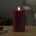 Luminara Red Embossed Sweater Moving Flame Pillar