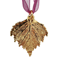 Gold Birch Leaf with Sheer Ribbon Ornament