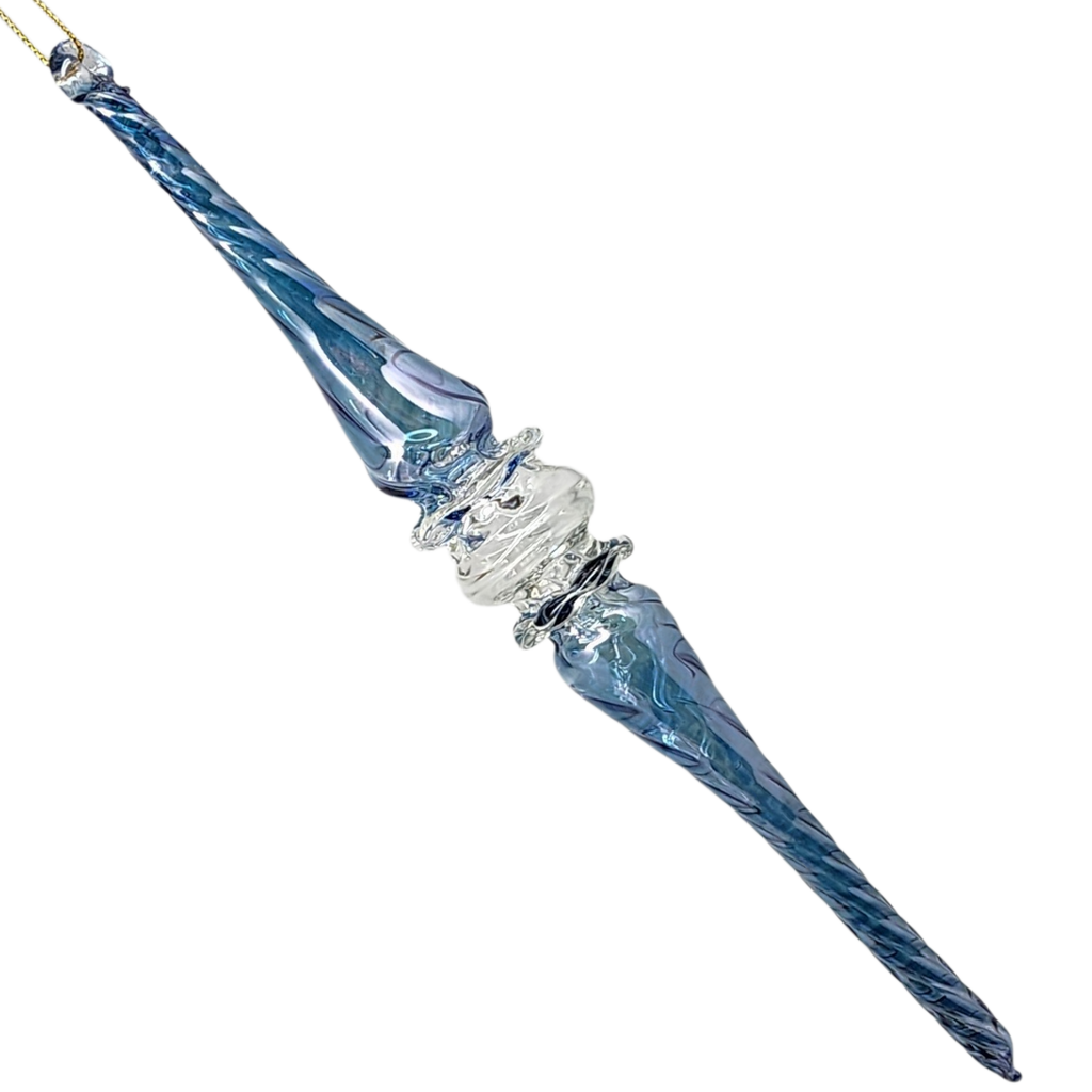 Frosted Blue Swirl Spire Ornament