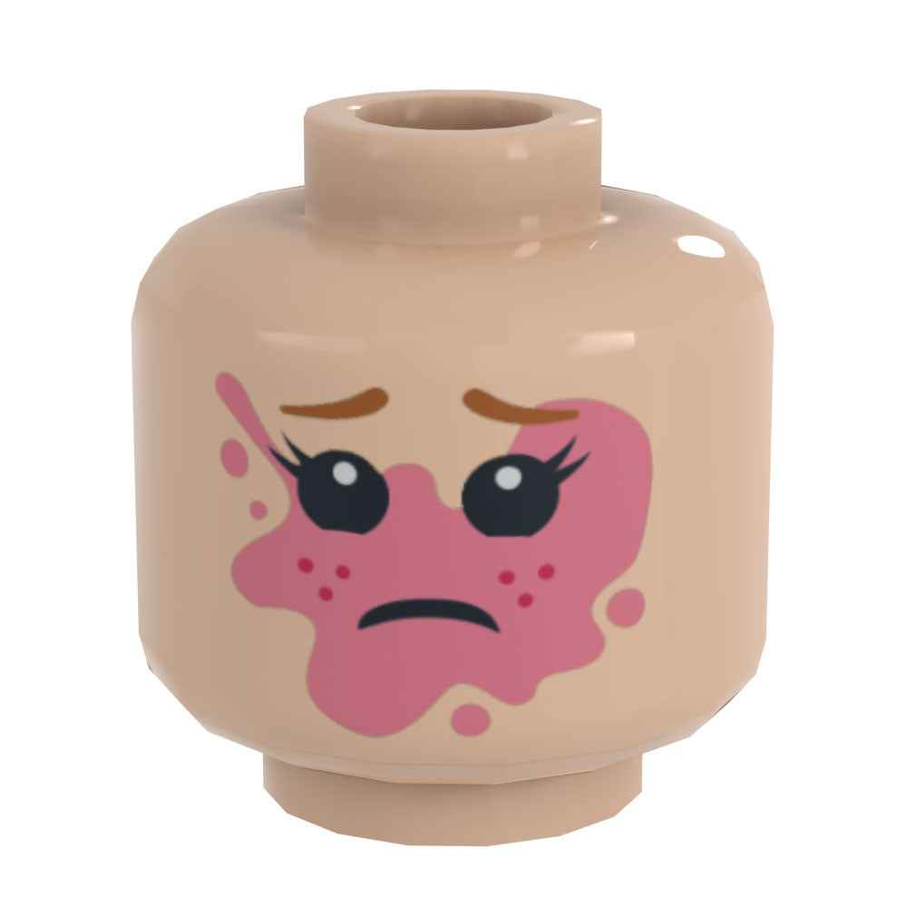 Girl Popped Bubble Gum on Face Minifig Head made using LEGO part