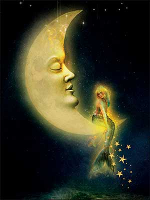 Just Because Card - Crescent Moons and Mermaids