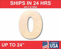 Unfinished Wood Block Number 0 - Craft - up to 46" DIY