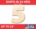 Unfinished Wood Block Number 5 - Craft - up to 46" DIY