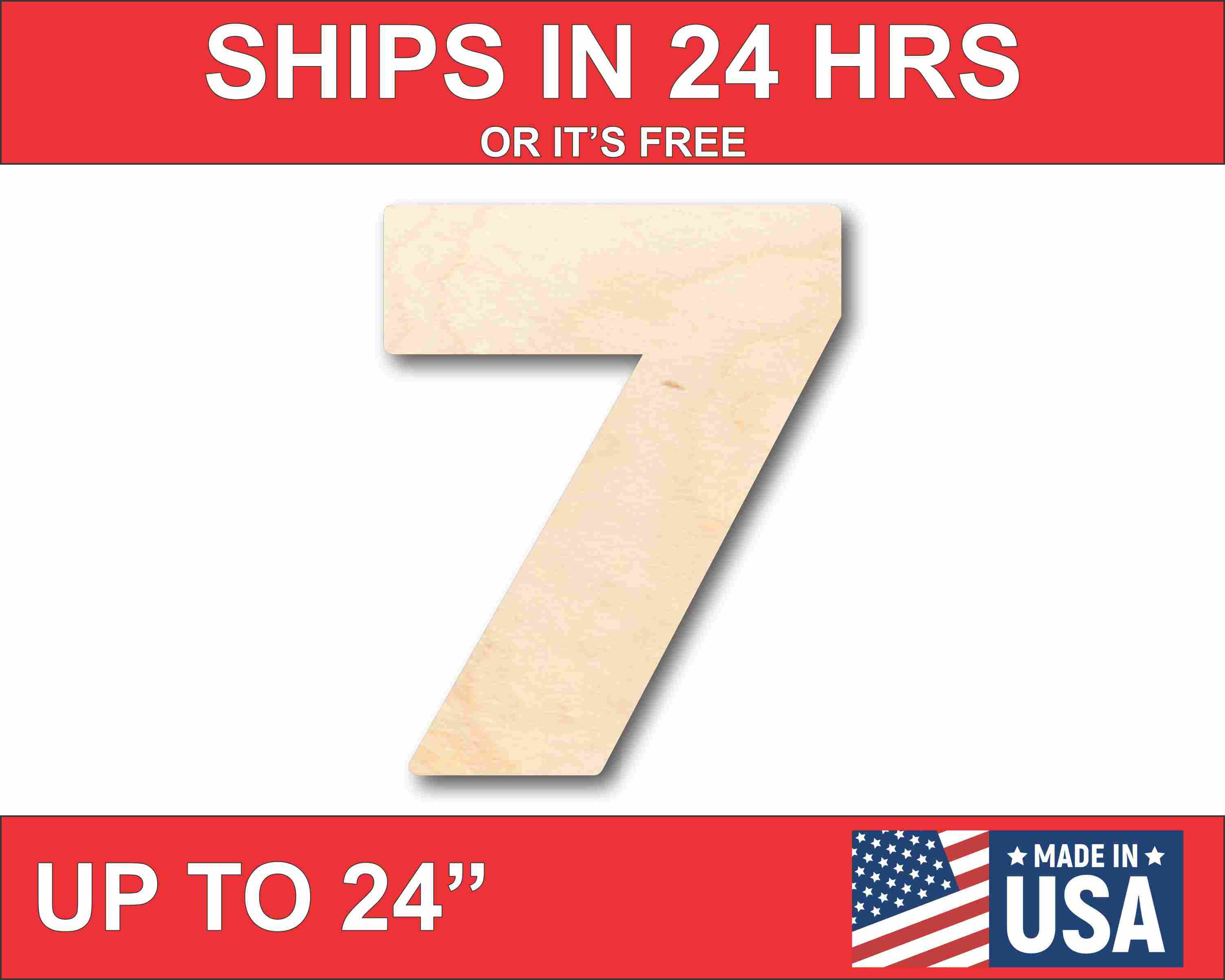Unfinished Wood Block Number 7 - Craft - up to 46" DIY