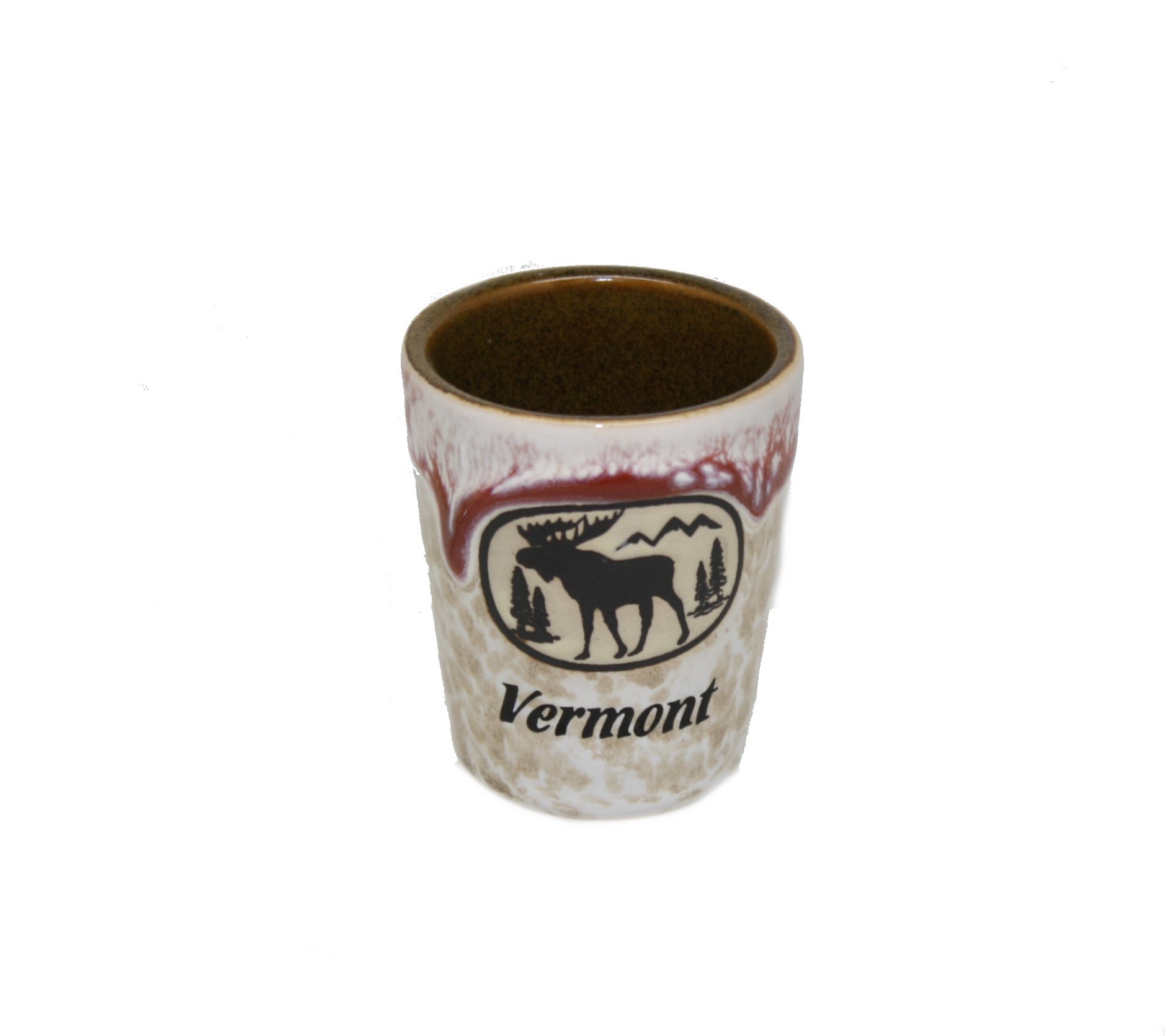 Moose Scene Oval Drip - Ceramic Shotglass - Red