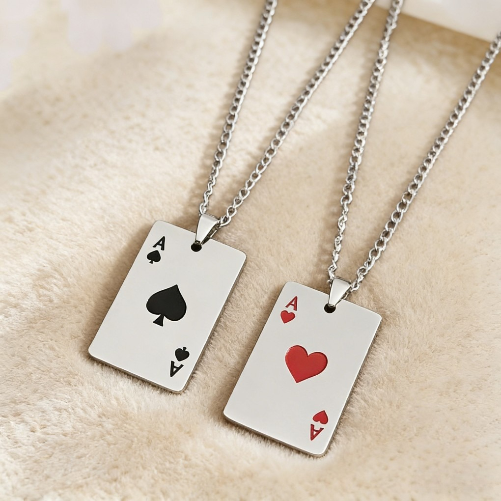 Titanium Steel Playing Card Necklace