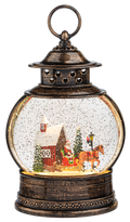 Swirling Lighted Glitterdome - Santa Winter Scene