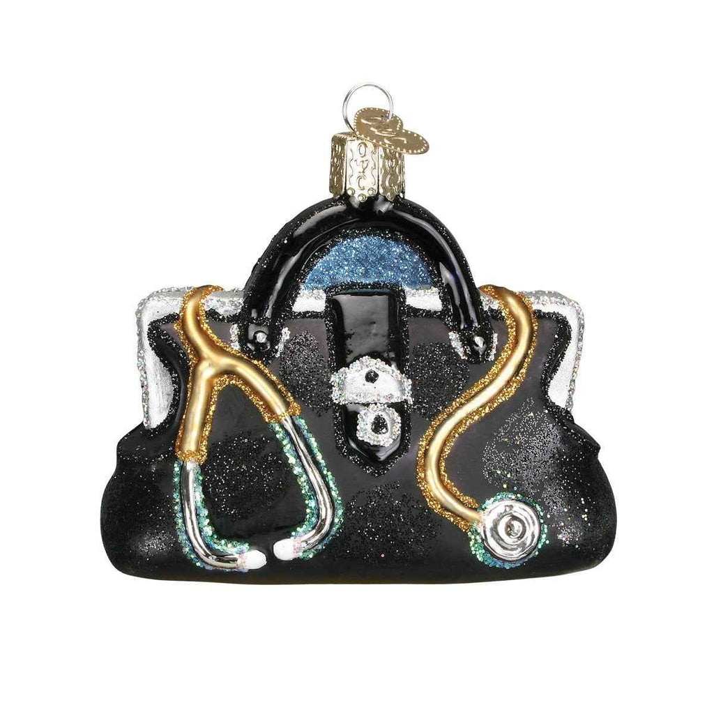 Black Doctor's Bag Glass Ornament