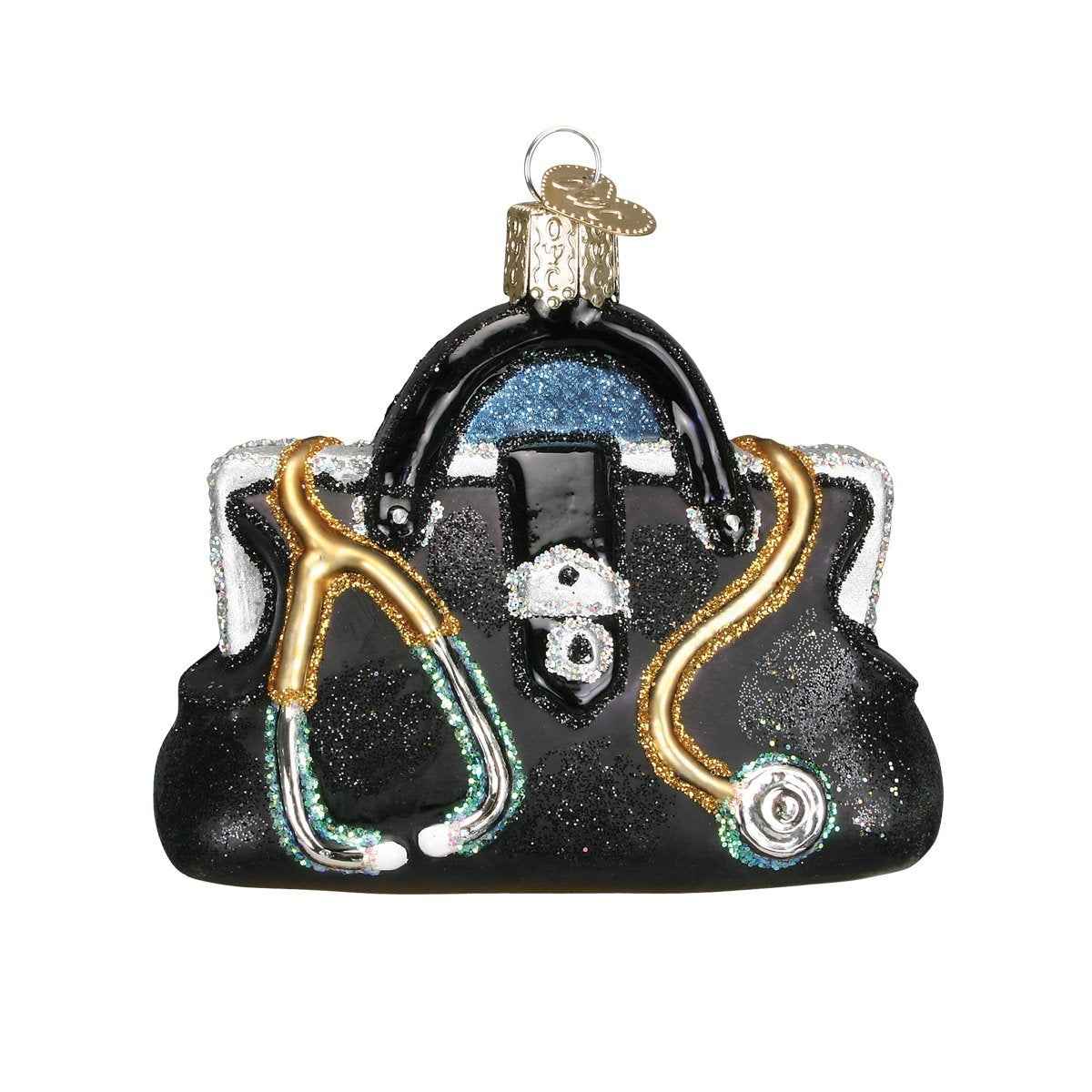 Black Doctor's Bag Glass Ornament