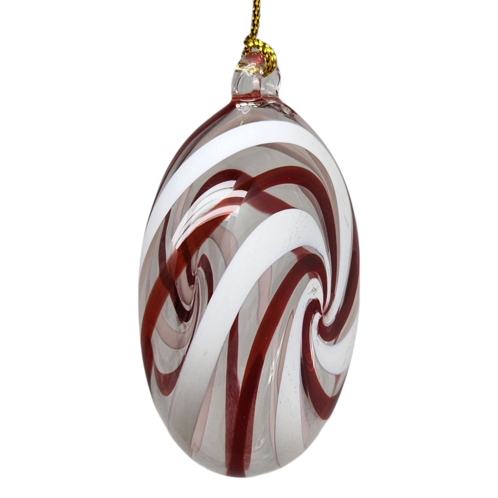 Peppermint Swirl Egyptian Glass Disc Ornament