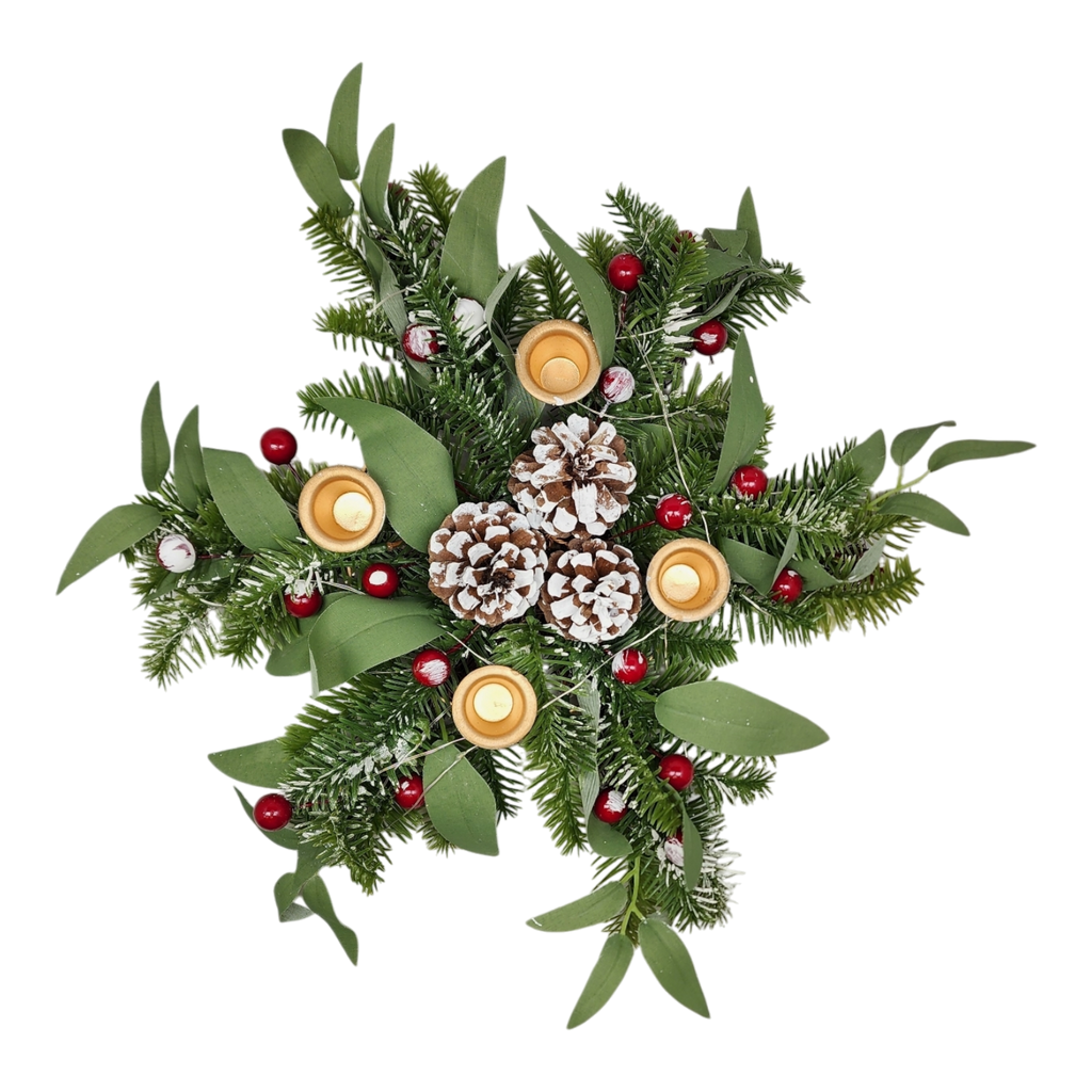 Lighted Candle Wreath - 18 Inch