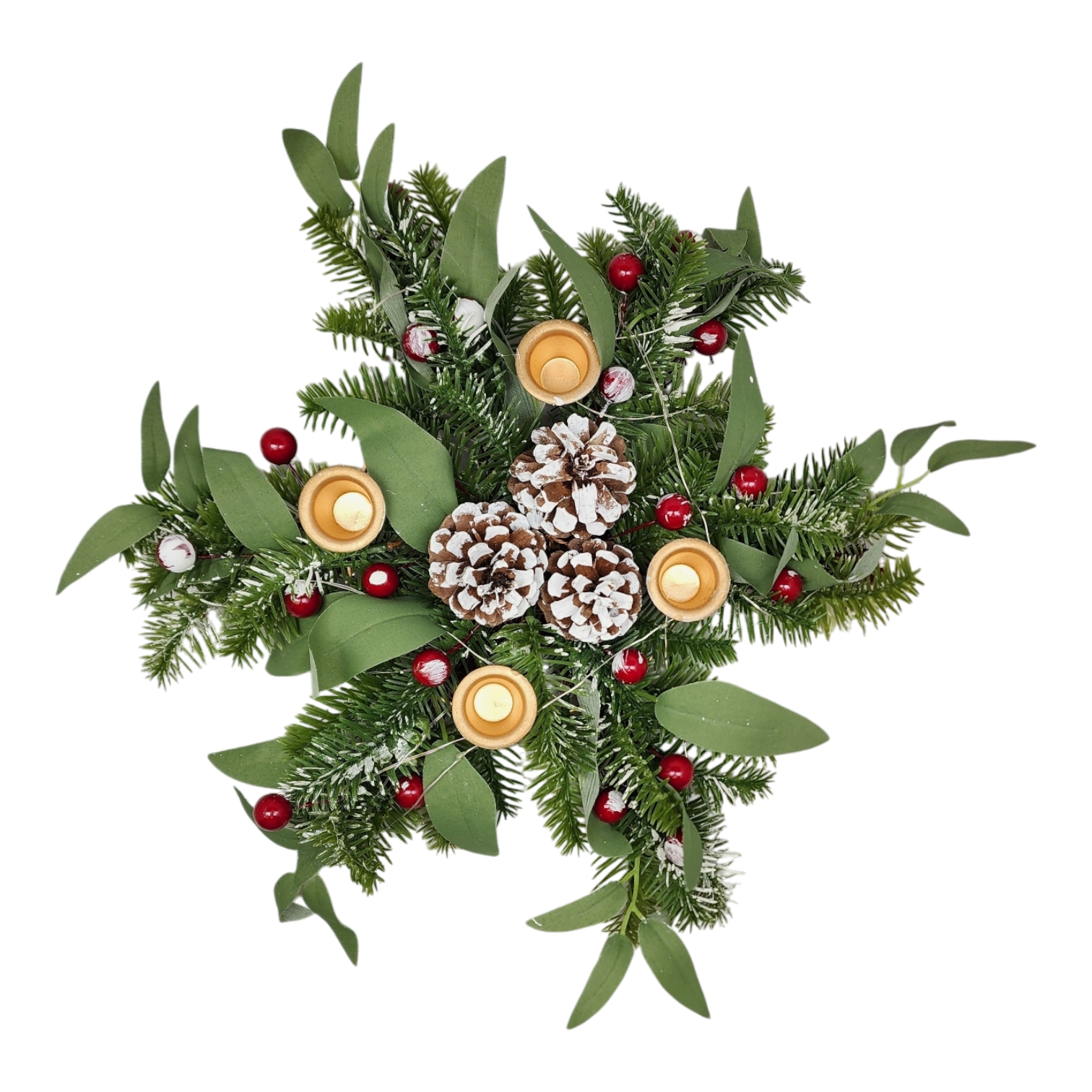 Lighted Candle Wreath - 18 Inch