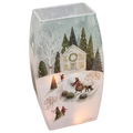 Lighted Glass Vase - Magical Winterland - Single House - 7¾ Inches tall