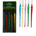 Multicolored Glass Icicle Ornaments - Set Of 12