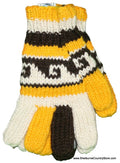 Fleece Lined Wool Glove - Yellow Brown White