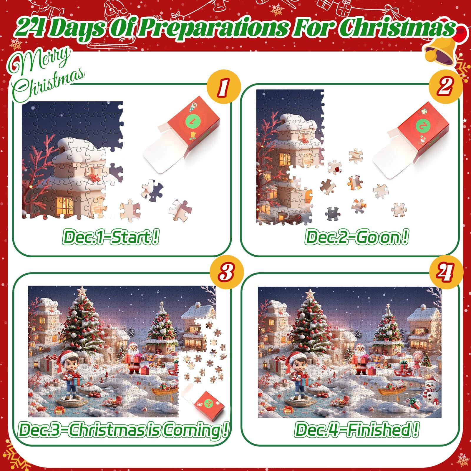 Puzzle Advent Calendar for Kids and Adults, 1008 Pieces 24 Days Countdown