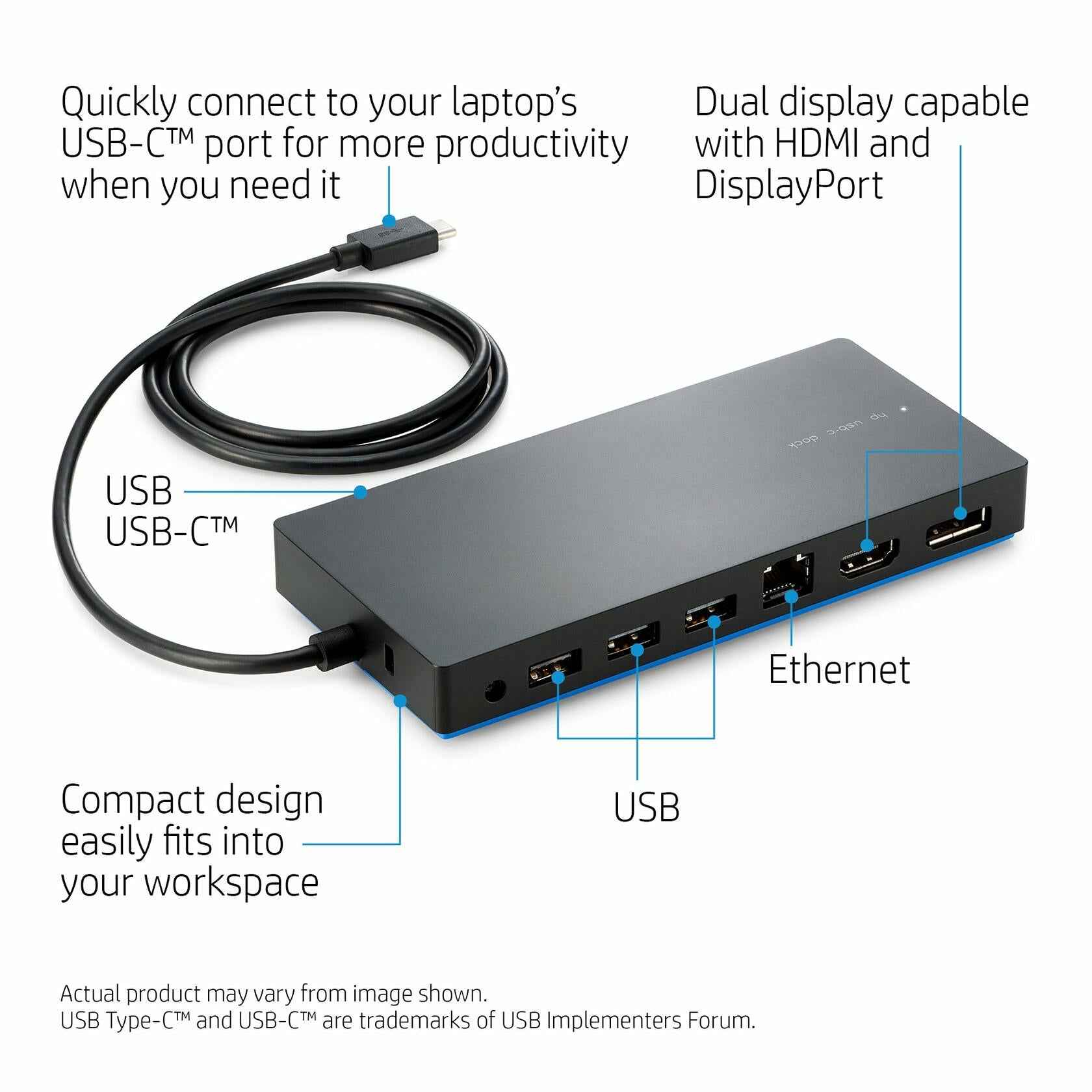 [Like New] HP USB-C Dock - for Notebook/Tablet PC - USB Type C - Wired