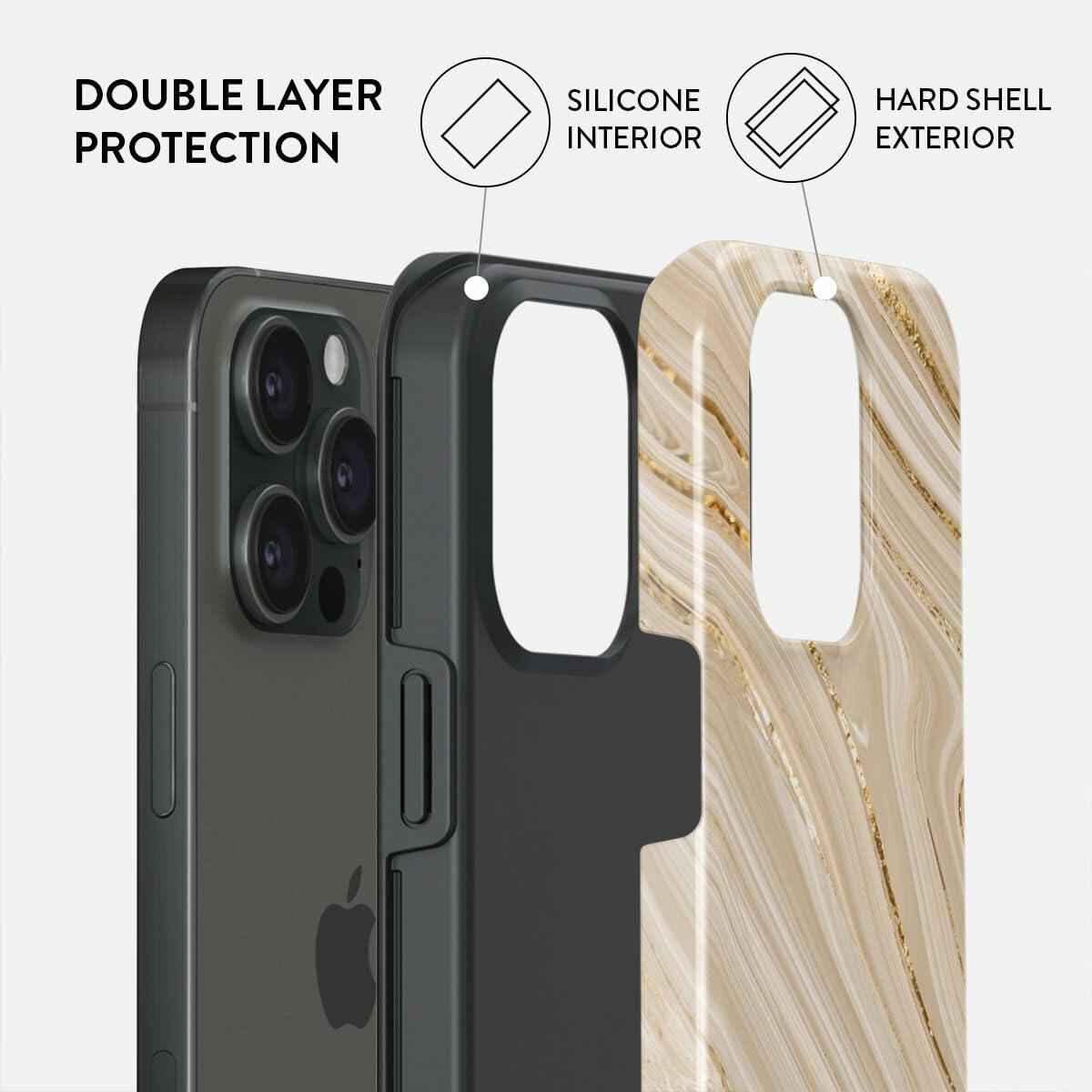 BURGA iPhone 15 Pro Max Case Nude Glitter Marble - Cute, Trendy, New