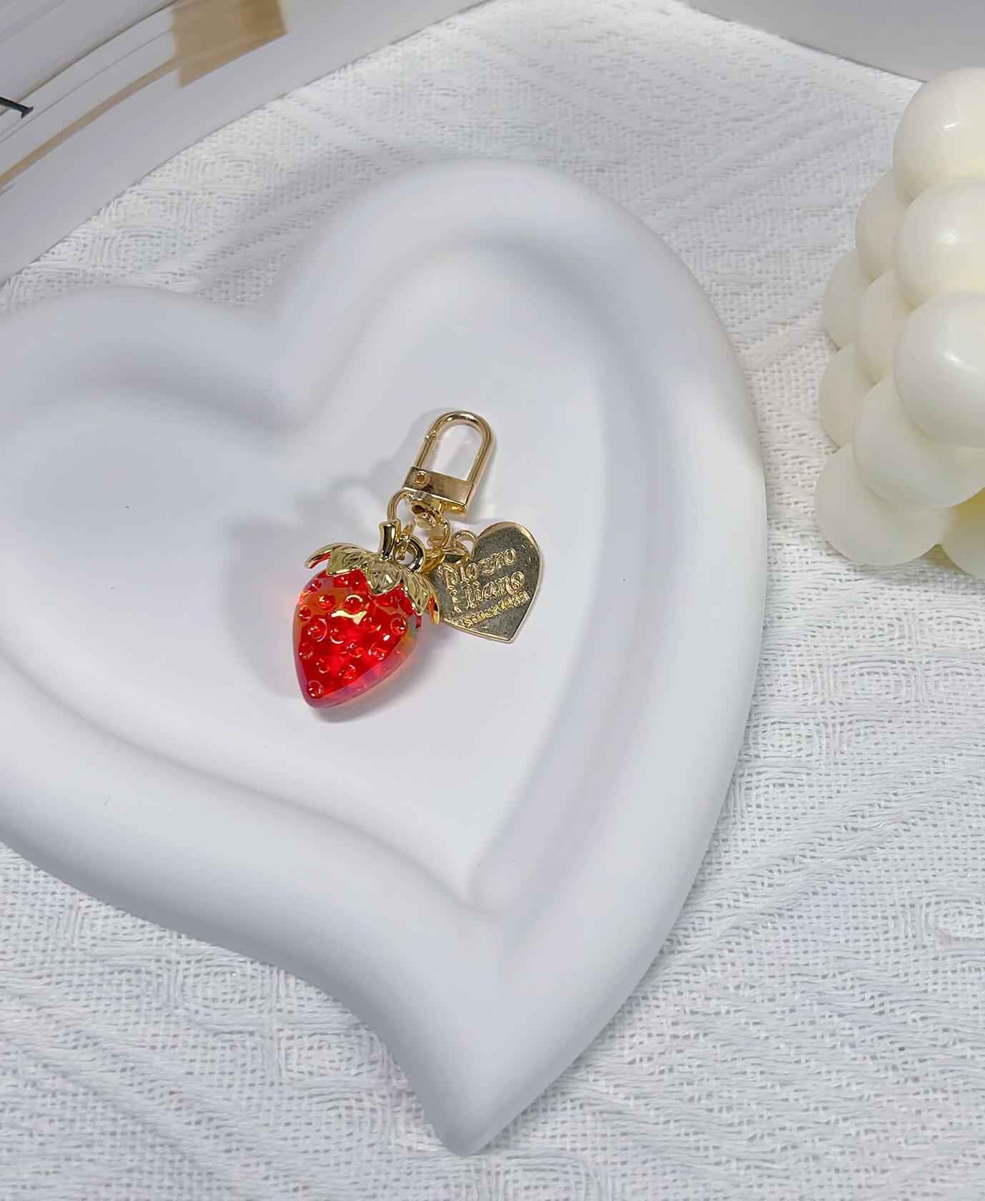 LAEKOU Cute Strawberry Keychain Accessories for Women, Y2K Key Chain