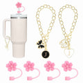 Sloworld 4PCS Straw Covers for Stanley 30/40oz + 2PCS J Letter Charms