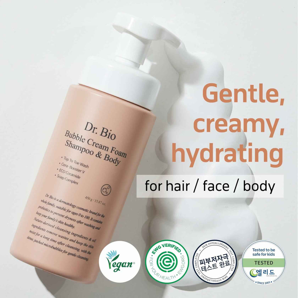 Dr.Bio Bubble Cream Foam Shampoo & Body Wash 15.87oz All-in-One Cleanser