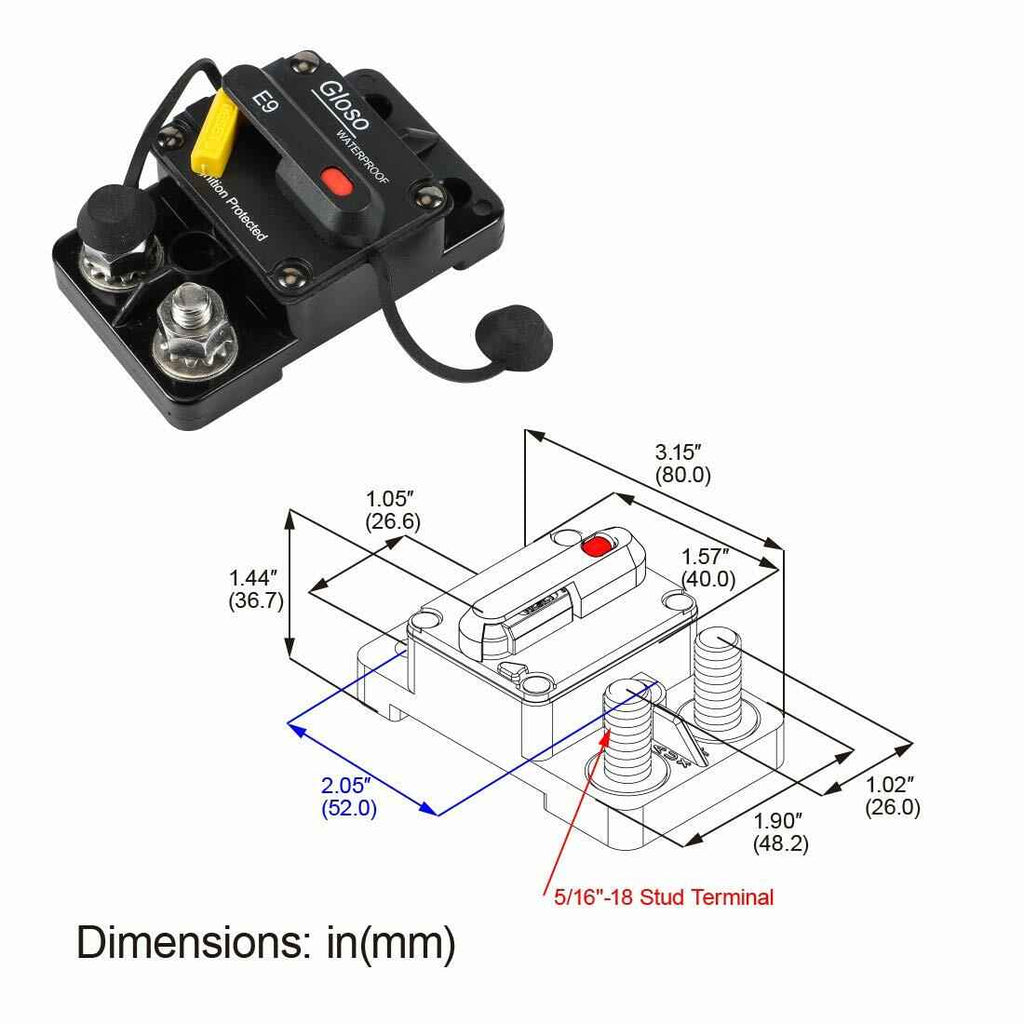 GLOSO 60A E9T Single Pole Thermal Circuit Breaker Manual Reset Automotive
