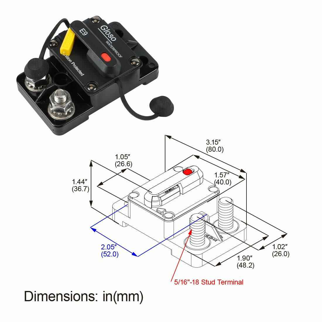 GLOSO 60A E9T Single Pole Thermal Circuit Breaker Manual Reset Automotive
