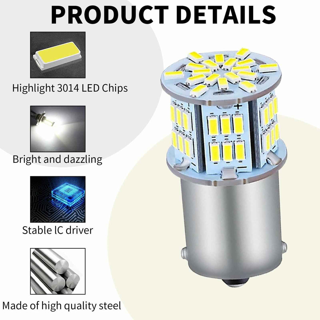 Nowkont 2-Pack LED Turn Brake Lights 12V White #1157 Universal Waterproof