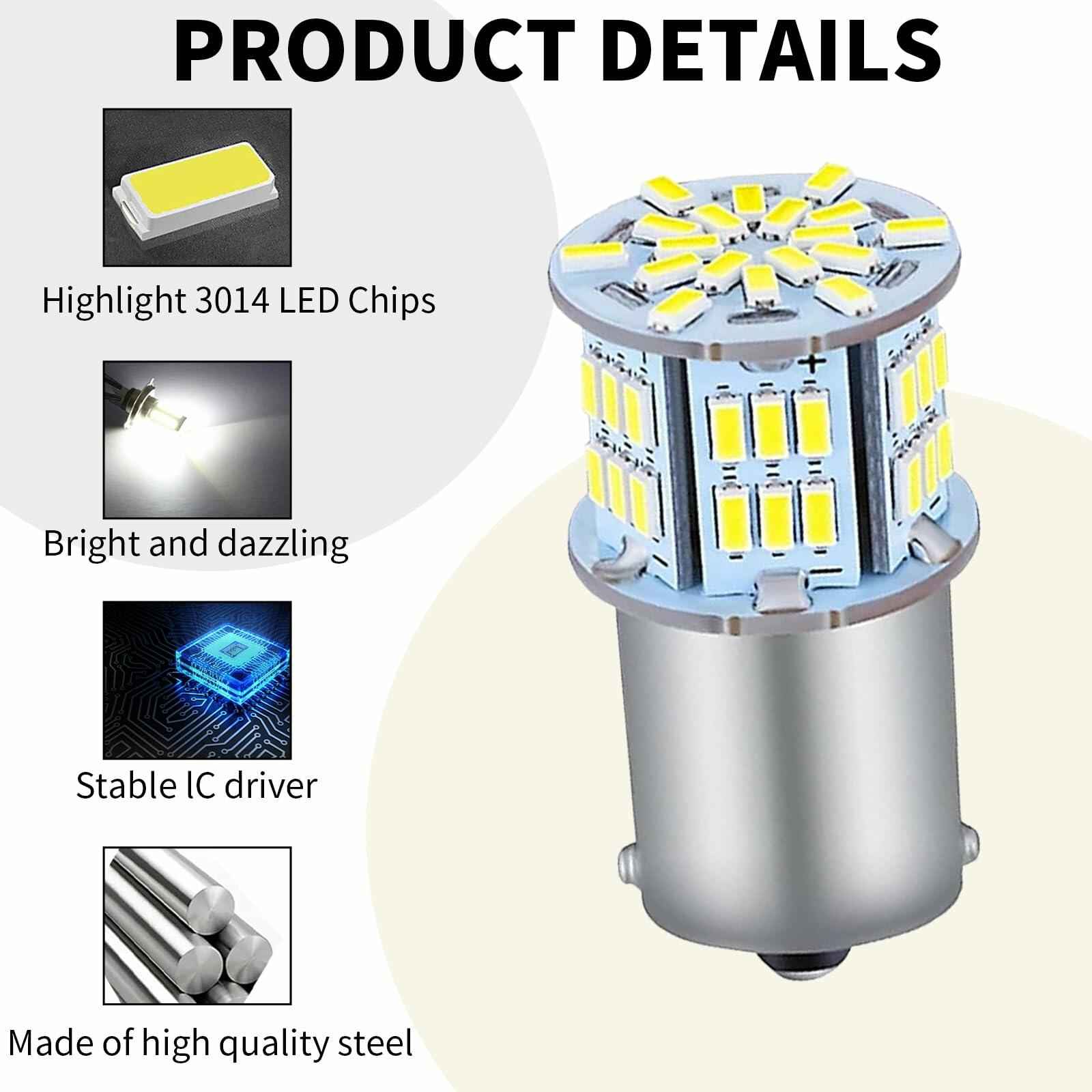 Nowkont 2-Pack LED Turn Brake Lights 12V White #1157 Universal Waterproof