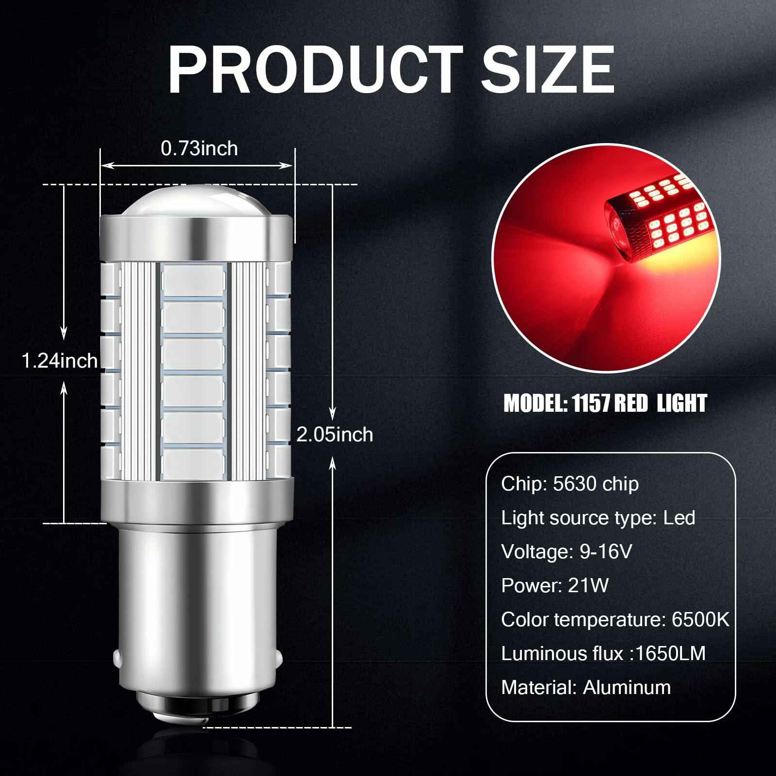 Nowkont 4PCS 1157 LED Brake Light Red 5630 SMD High Brightness Bulbs