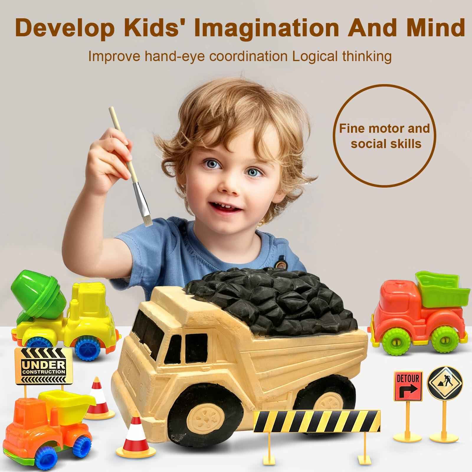 YGOVVK STEM Construction Truck Toy Kit with Surprise Truck, Kids 3-12
