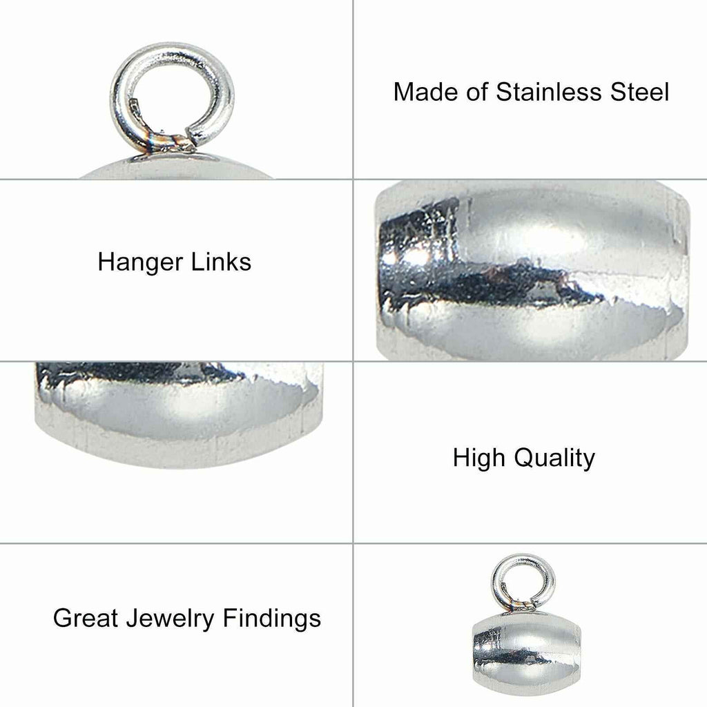 DanLingJewelry 100Pcs Stainless Steel Oval Bail Beads Silver 7x5x4mm Hole 2mm