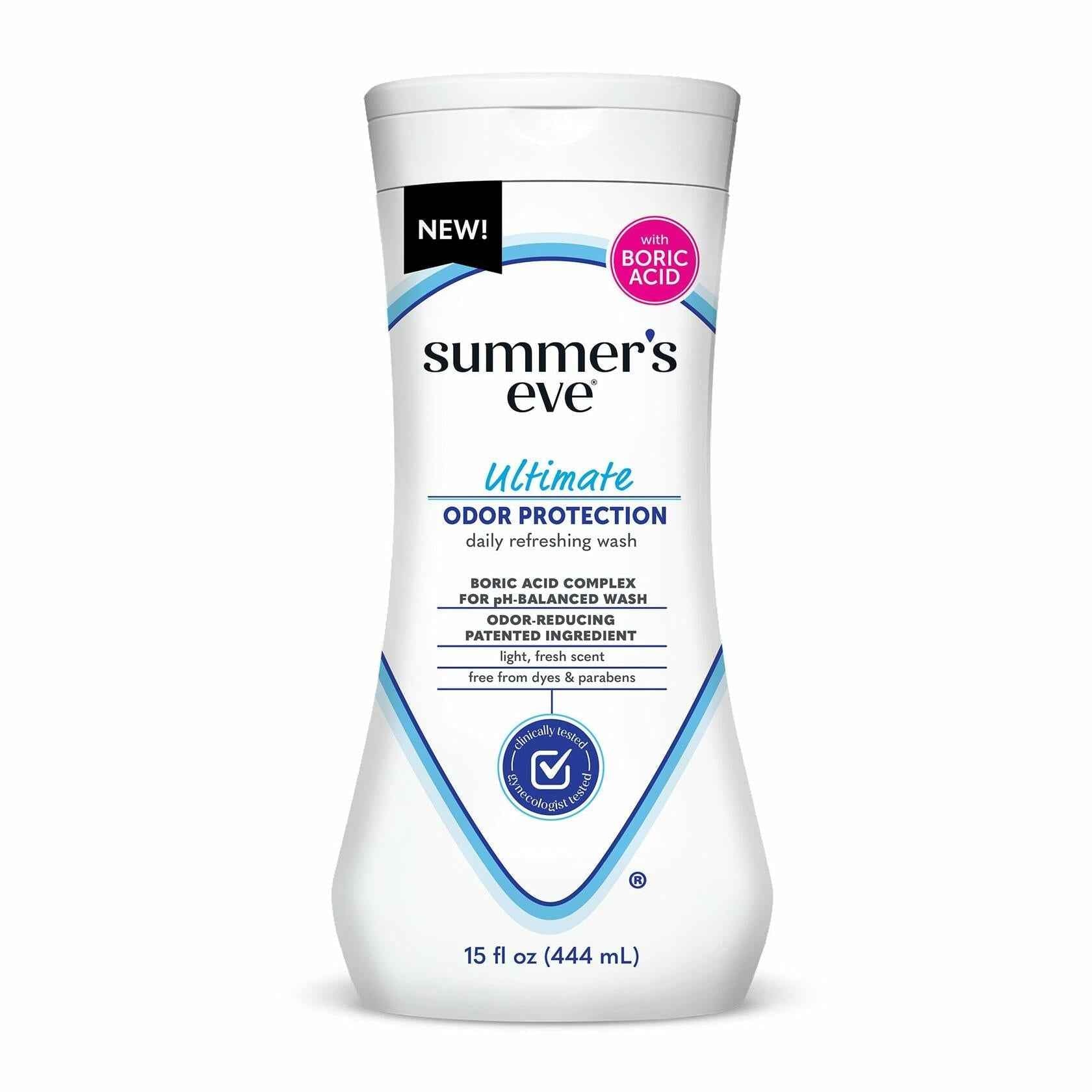 Summer's Eve Ultimate Odor Control Feminine Body Wash with Boric Acid, 15 Fl Oz