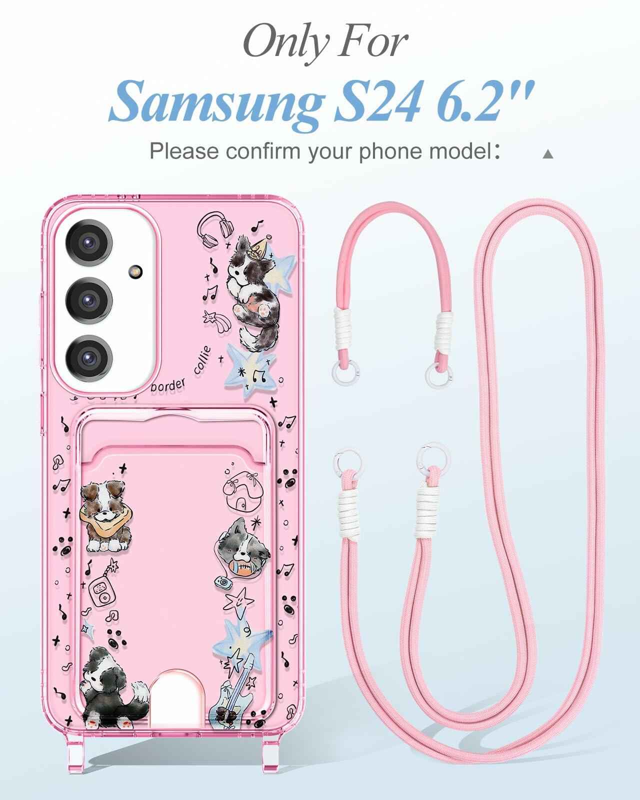 Shorogyt Samsung S24 Crossbody Case with Wristlet Strap, Dog, New