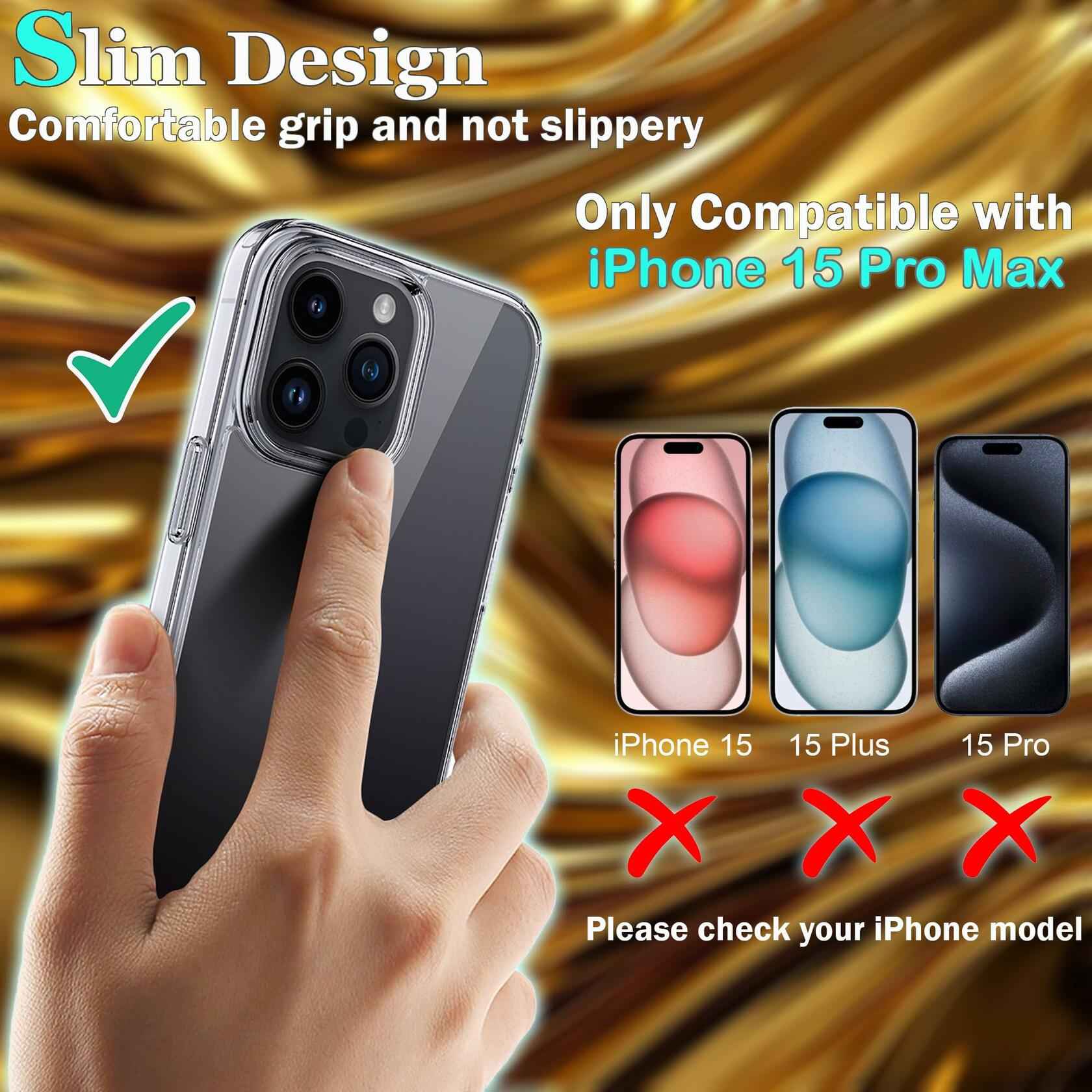OLIVIC iPhone 15 Pro Max Case Ultra Clear Slim Shockproof Bumper Cover