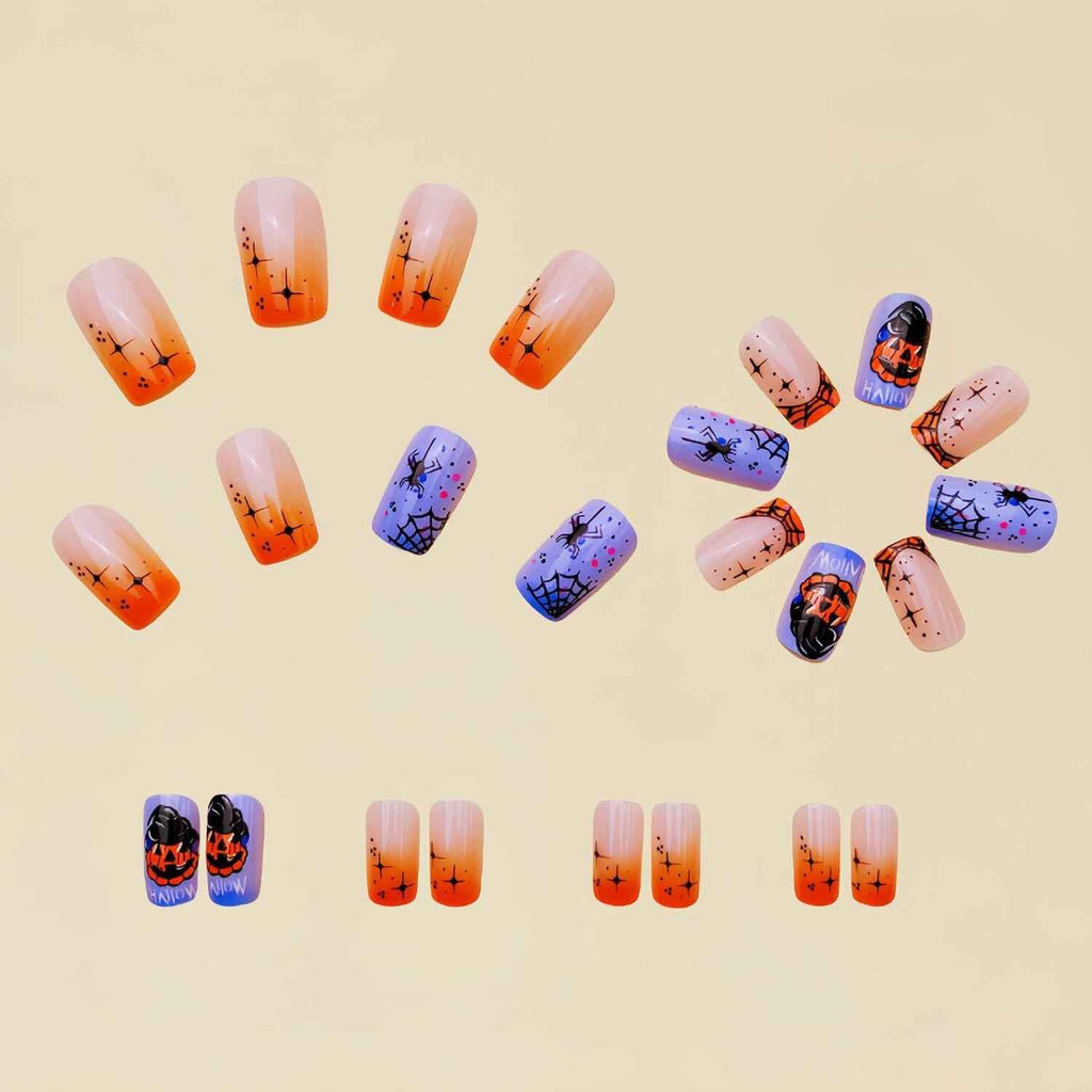 RIICFDD 24 Pcs Medium Square French Tip Press On Nails Acrylic Glossy Set