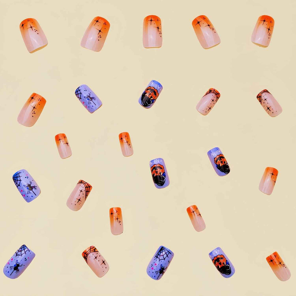 RIICFDD 24 Pcs Medium Square French Tip Press On Nails Acrylic Glossy Set
