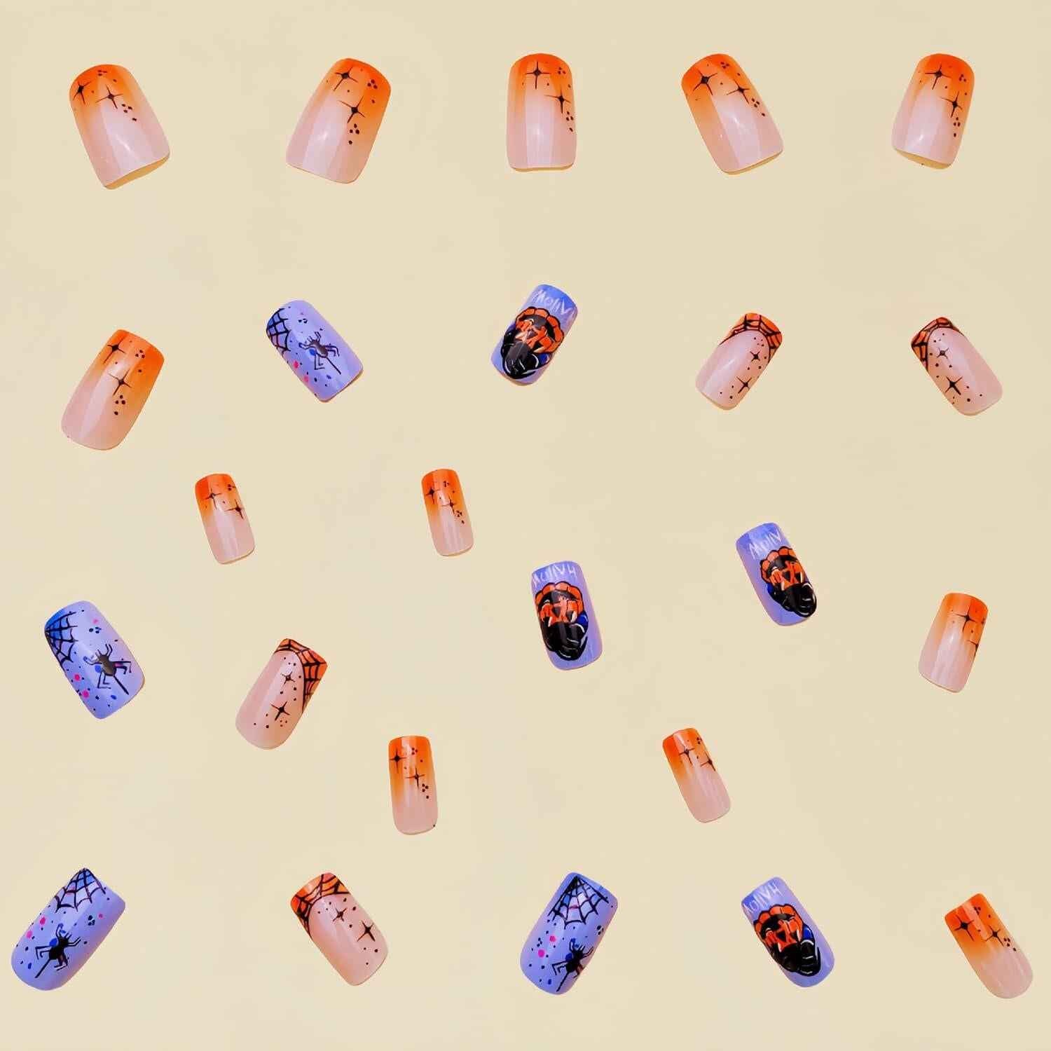 RIICFDD 24 Pcs Medium Square French Tip Press On Nails Acrylic Glossy Set