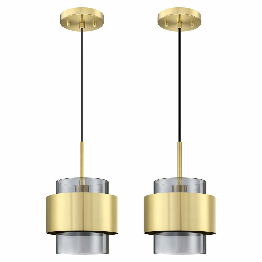 Dolaimy 3 Pack 1 Light Kitchen Island Pendant Light 6" Clear Glass Bronze