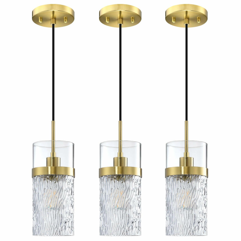 SEENMING HOUSE 3 Pack Kitchen Island Pendant Light Clear Glass Bronze Finish