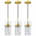 SEENMING HOUSE 3 Pack Kitchen Island Pendant Light Clear Glass Bronze Finish