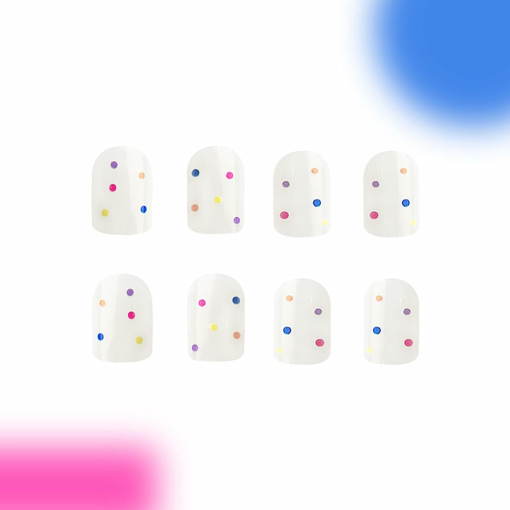 RIICFDD 24pcs Short Square Press On Nails Nude Pink Floral Glossy Style 18