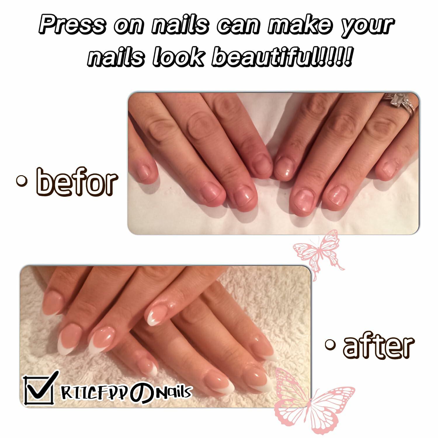 RIICFDD Christmas Press On Nails 24 Pcs White Snowflake Short Square Fake
