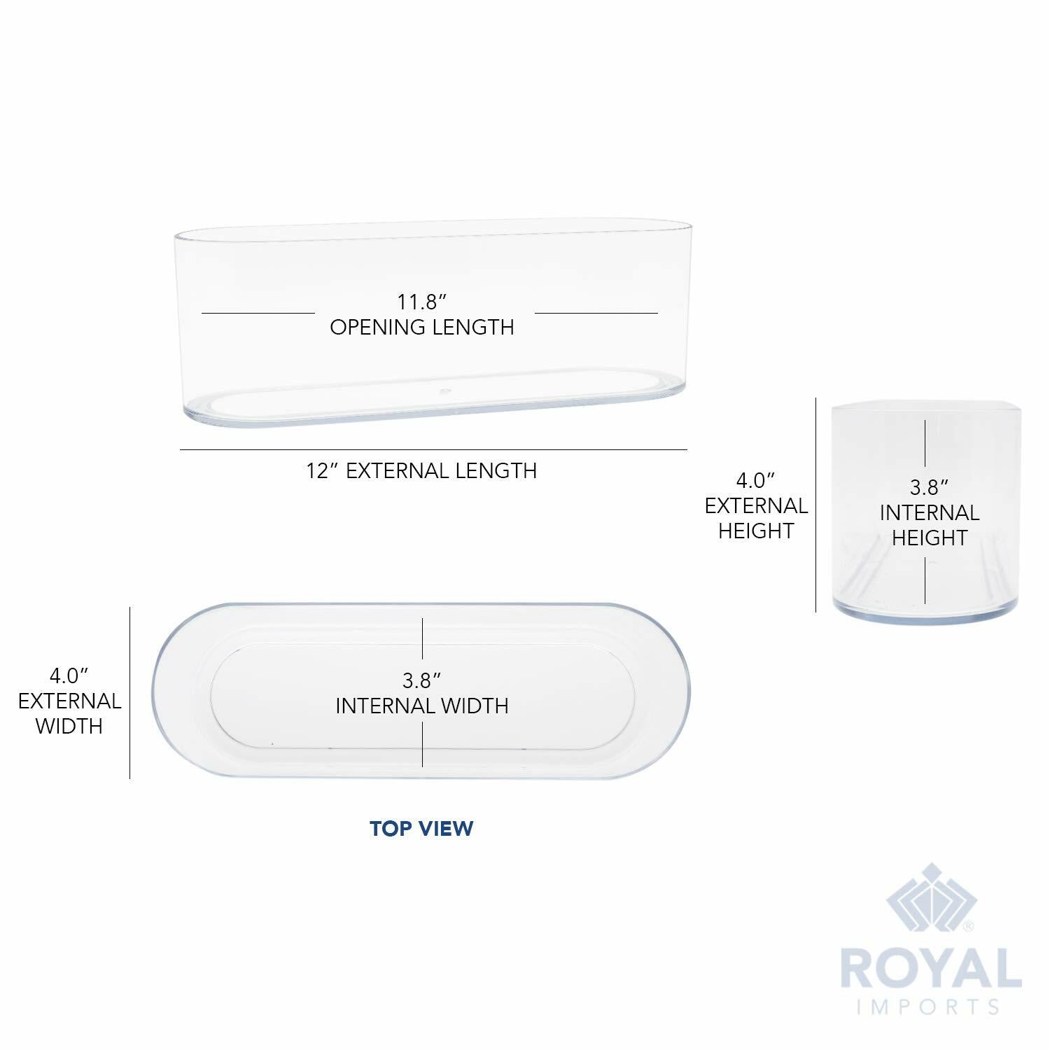 Royal Imports Acrylic Oval Flower Vase 4x12 Clear Non-Breakable Plastic