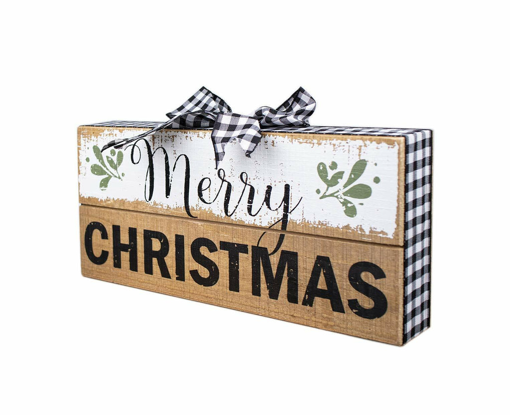 COLLECTIVE HOME Wooden Box Sign Merry Christmas Rustic Farmhouse Decor