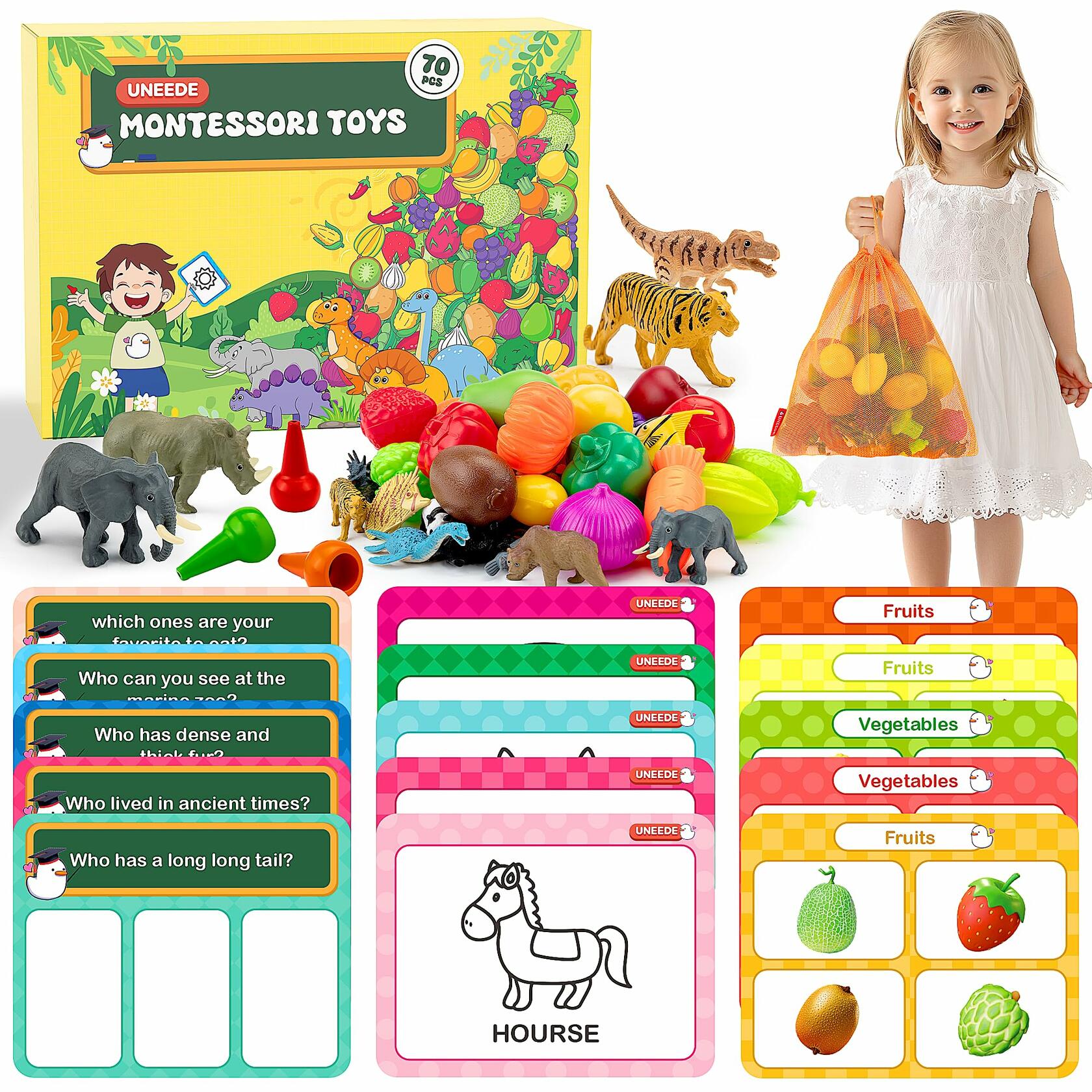 UNEEDE 3-in-1 STEM Sorting Toys Montessori Educational Game 70pcs New
