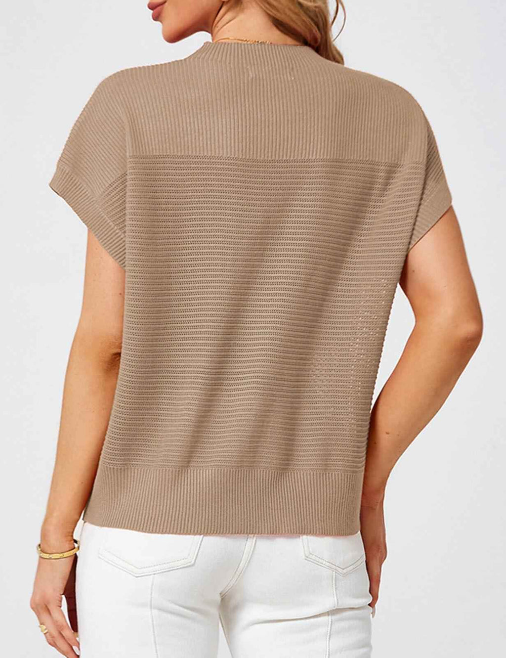 Womens Ribbed Knit Crop Tank Top Dark Apricot Size L