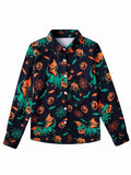 Boys Halloween Dinosaur Shirt Size 10 Long Sleeve Pumpkin Button Up