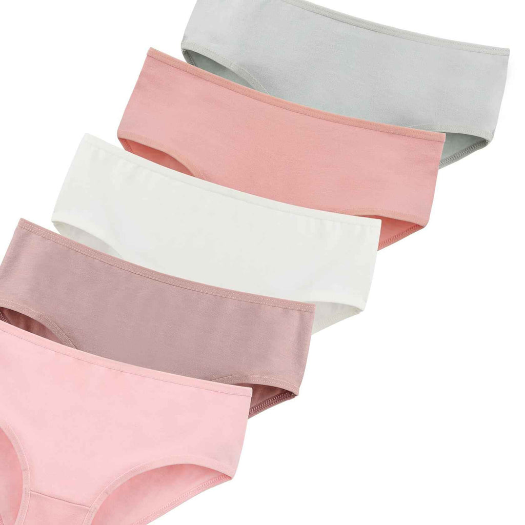 Donella Teen Girls Cotton Bikini Panties 5 Pack Black Mid Waist Size 14-15